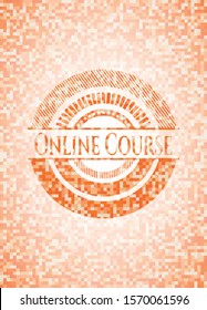 Online Course orange mosaic emblem with background