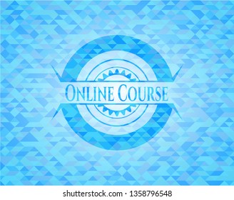 Online Course sky blue emblem. Mosaic background