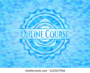 Online Course sky blue mosaic emblem
