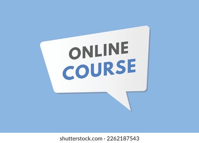 Botón de texto del curso en línea. Botones Web de etiqueta de icono de signo de curso en línea
