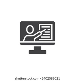 Online course vector icon. Distance Learning filled flat sign for mobile concept and web design. Remote Tutoring glyph icon. Symbol, logo illustration. Vector graphics