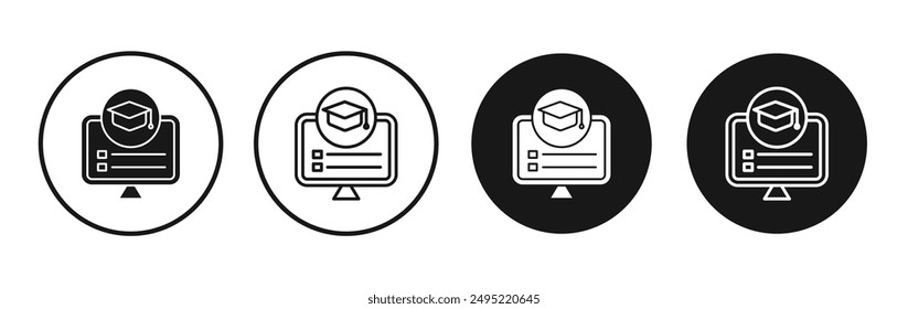 Online course vector icon set black filled and outlined style.