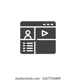 Vektorsymbol für Online-Kurse. Videokonferenz füllte flaches Zeichen für mobiles Konzept und Web-Design. Live-Webinar-Symbol Symbol, Logo-Abbildung. Vektorgrafik