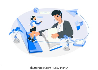 Online-Kurs Vektor Illustration Konzept. Flache Illustration einzeln auf weißem Hintergrund.