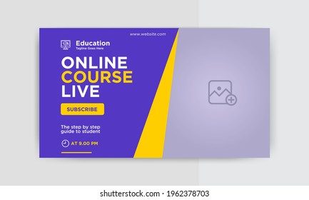 online course Video thumbnail or Video cover photo template. Thumbnail Design for social media Videos or web banner