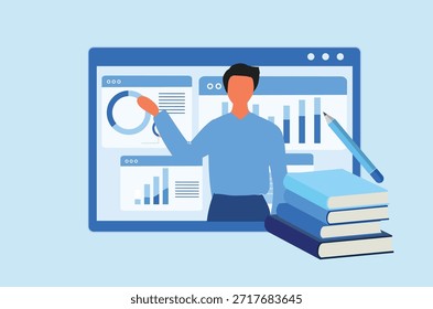 Online course and webinar. online education and studying, online lesson vector illustration