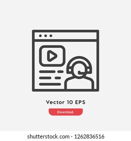 Online course website icon vector. Online course website symbol. Linear style sign for mobile concept and web design. Online course website symbol illustration. Pixel vector graphics - Vector.
