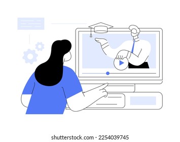 Online courses abstract concept vector illustration. Free online courses, certificate diploma, business school, digital education, elearning, watching webinar, training courses abstract metaphor.