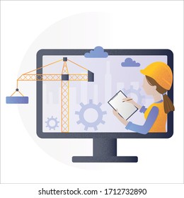 Cursos en línea para la planificación de arquitectos o constructores.Architect. 
Niña sosteniendo un plan de trabajo.