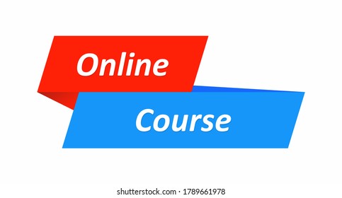 Online courses button. Color flat button on the topic of online education, remote learning, teaching, remote learning, changing occupation, expanding horizons. Vector illustration