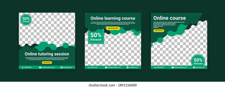 Online courses and classes. Social media post templates for digital marketing and promotion. Advertisements for webinars. Keep studying even at home.