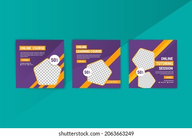 Online courses and classes. Social media post templates for digital marketing and promotion. Advertisements for webinars. Keep studying even at home.