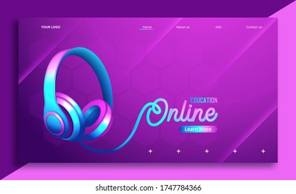 Online courses e-learning vector background. Vector illustration