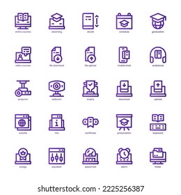 Online Courses icon pack for your website, mobile, presentation, and logo design. Online Courses icon basic line gradient design. Vector graphics illustration and editable stroke.