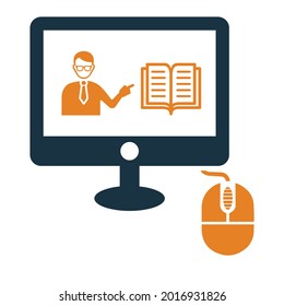 Online, courses icon. Simple color vector.