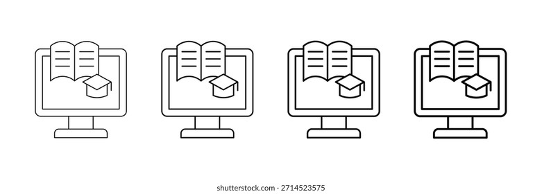 Iconos de cursos en línea Vector en diferentes estilos de línea de trazo