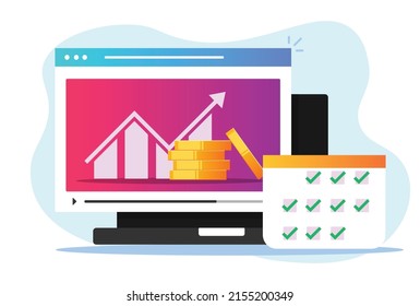 Online courses of investing, Online course, Business investment commercial management vector flat cartoon illustration