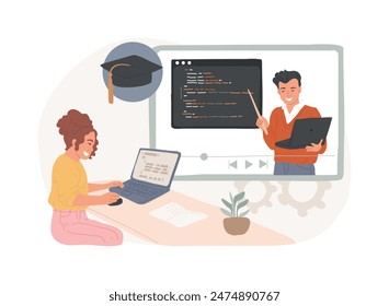 Online IT courses isolated concept vector illustration. Best online IT training, frontend and backend certification courses, enterprise management and development vector concept.