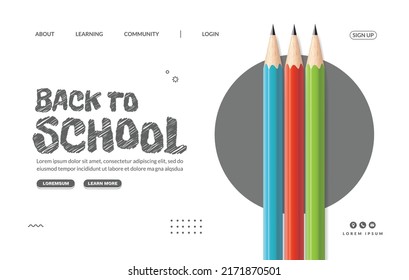 Online courses, learing and tutorials Web banner template. Welcome back to school background, E-learning digtal education concept
