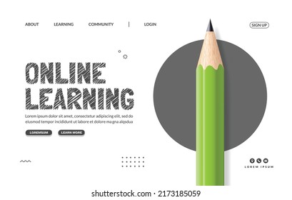 Online courses, learing and tutorials Web banner template. Welcome back to school background, E-learning digtal education concept