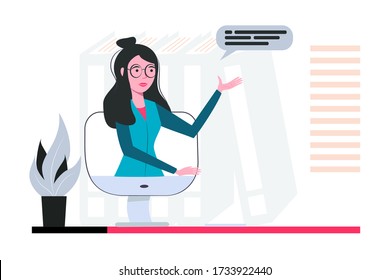 Online Courses For Lesson Website Homepage Vector Illustration Flat Person Learn Virtual Concept. Modern Knowledge Development Using Internet Training Teaching Webinar And Distance Lesson Service.