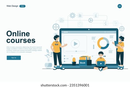 Online courses offer a variety of learning formats, including text, video, audio, and interactive exercises.vector.