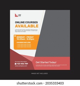 Cursos en línea, plantilla de publicaciones en redes sociales