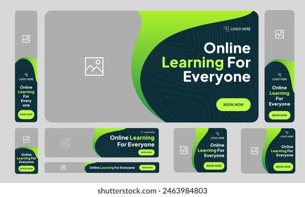 Online courses special offer banner design for social media post, Learning web set banner design, customizable vector eps 10 file format