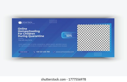 online courses and training, e-learning course, social media cover page design, education social media post template, online learning social media post