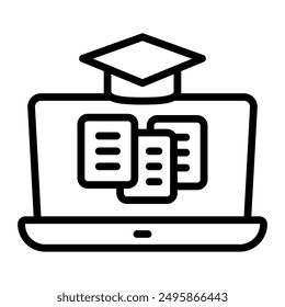 Online Courses Vector Line Icon Design