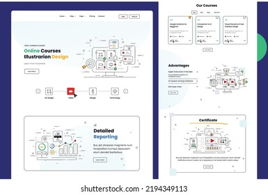 Online Courses Website Illustration Flat Design