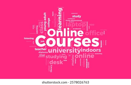 Online Courses word cloud template. Online Courses concept vector tagcloud background. vector illustration.