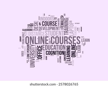 Online Courses word cloud template. Online Courses concept vector tagcloud background. vector illustration.