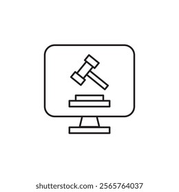 Online court icon line art vector