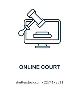 Online Court outline icon. Monochrome simple Online Court line icon for templates, web design and infographics