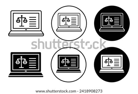 Online court vector icon set collection. Online court Outline flat Icon.