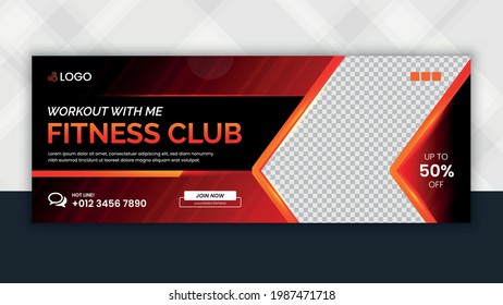 Online Cover banner for gym and fitness training or social media web banner creative design template