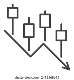 Vector de comercio de criptomonedas en línea Icono o signo de contorno de gráfico de velas