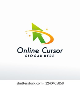 Online Cursor logo designs vector, Cursor with swoosh logo designs template