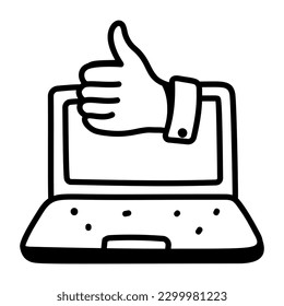 Online customer feedback hand drawn icon is visually perfect 