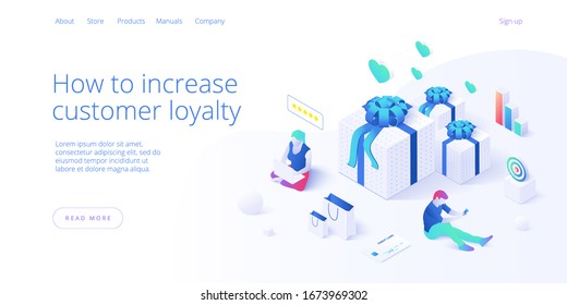 Online customer review concept in isometric vector illustration. Survey or reputation rating via mobile internet on smartphone. User feedback service on product or app. Web banner layout template.