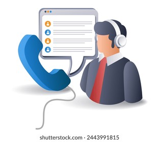 Online customer service conversation flat isometric 3d illustration