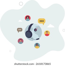 Online customer service with global support center..International assistance with call agent for telemarketing and find user solutions. character life .