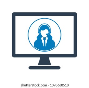 Online Customer Service Icon. Flat style vector EPS.