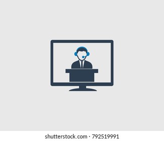 Online Customer Service Icon on gray Background.