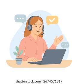 Ilustración vectorial plana de Servicio al cliente y Asistencia en línea