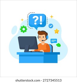 Online-Kundendienst-Support-Operator Hilfe bei Fragen leerer Zustand ui flaches Design, Vektorgrafik