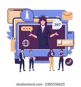 online customer services 25 hour on 7 day flat illustration