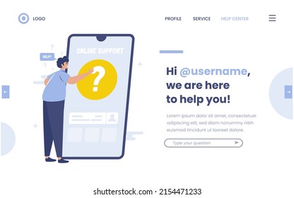 Online customer support concept, personal assistant for help center website page