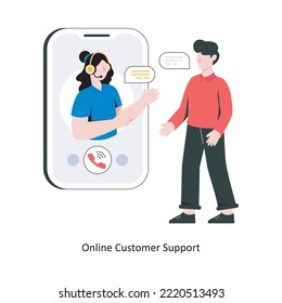 Ilustración vectorial de diseño de estilo plano de soporte al cliente en línea. ilustración de stock